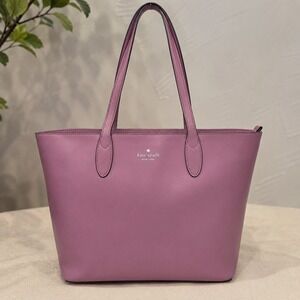 Kate Spade Purple Mauve Leather Tote Bag Chic Quiet Luxury Minimalist Office